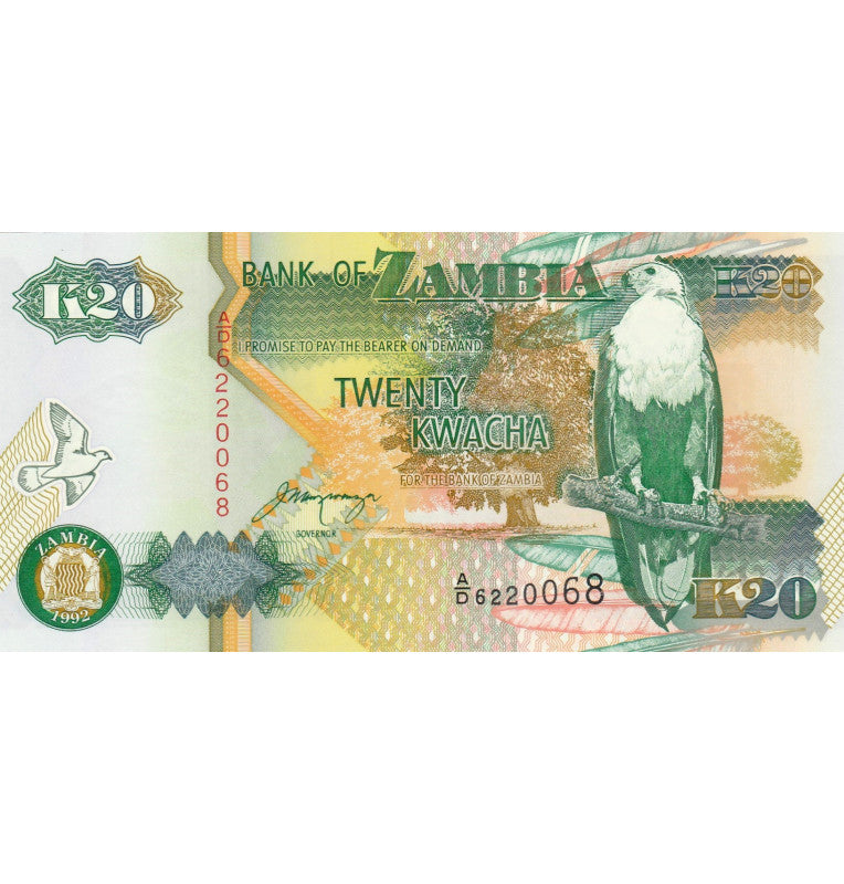 Zambia 20 Kwacha 1992 Pick 36b